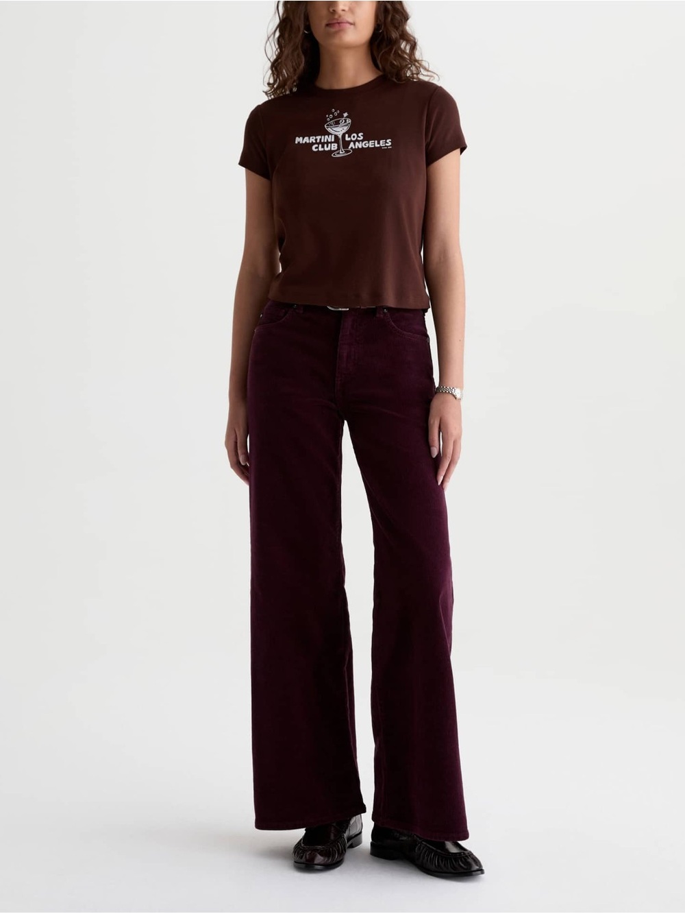▪️AG Jeans Farrah Boot High Rise Corduroy Pants Burgundy Wine Size 28 x 32